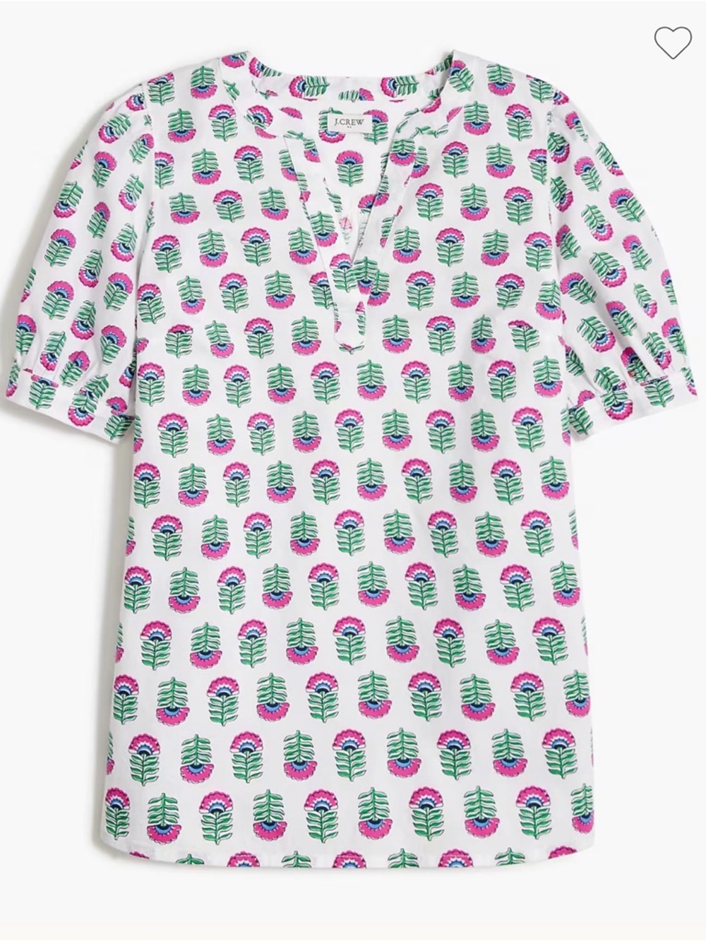 NWT J.Crew Factory Printed Short-Sleeve Poplin Top Small